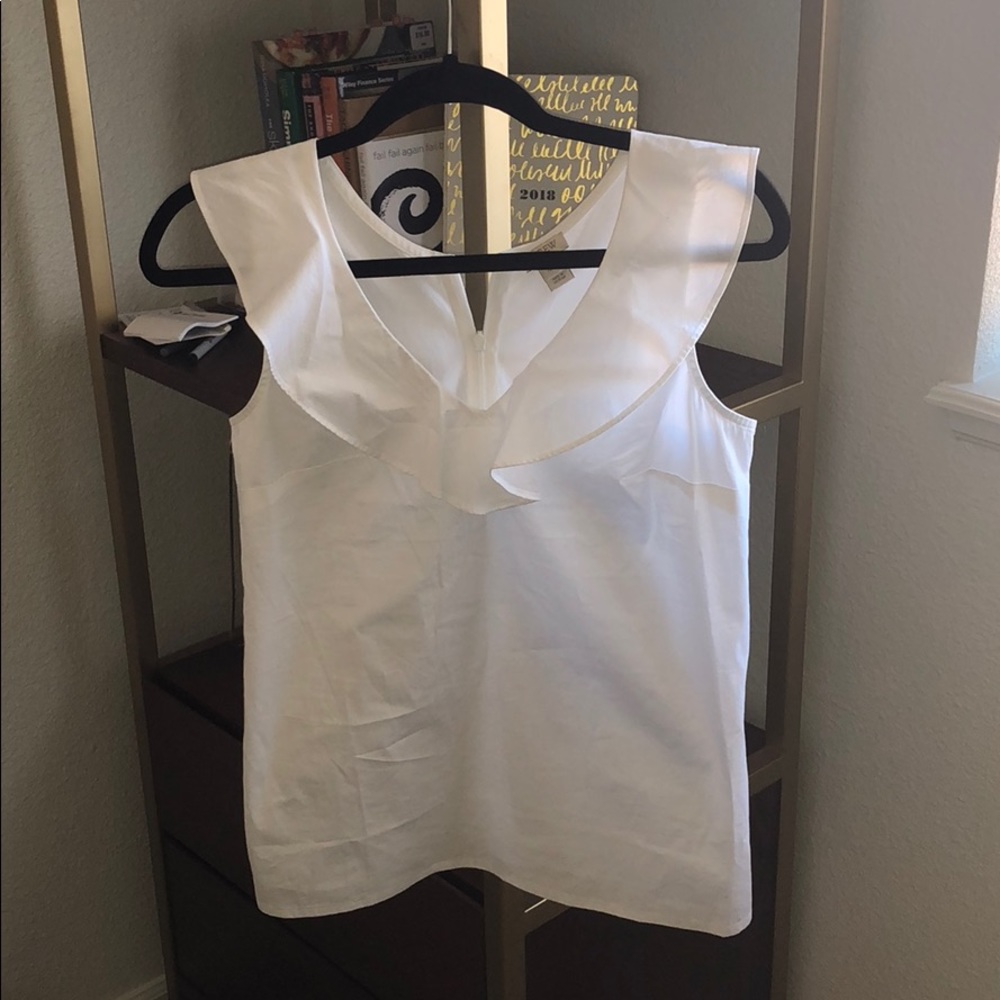 JCrew 00p white ruffle blouse
